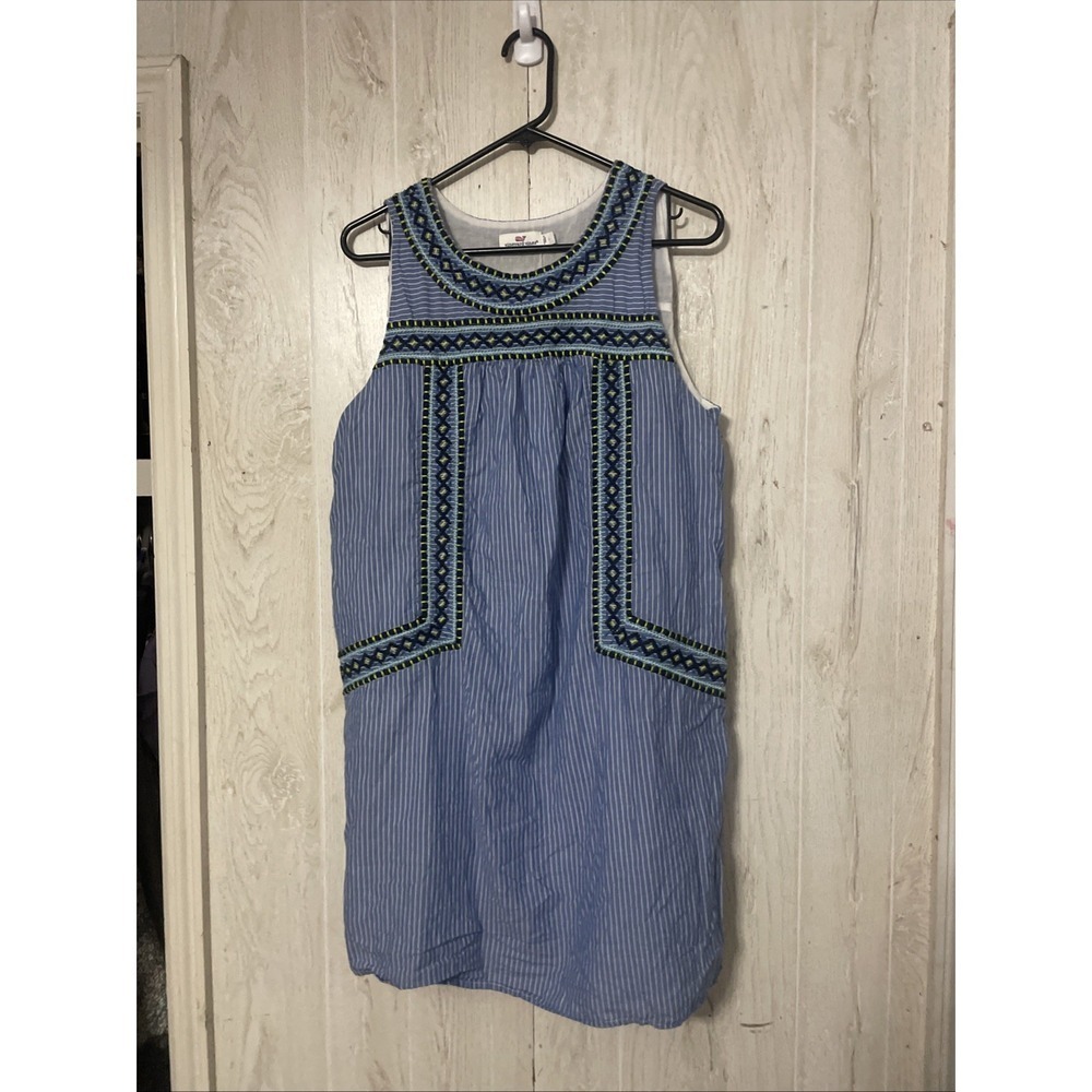 Vineyard Vines Yarn Dye Stripe Embroidered Shift Dress L